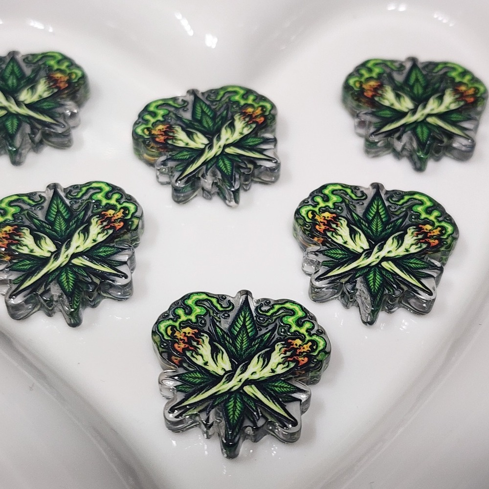 Happy Leaf Beads 2 Pcs Focal Beads Jewelry Making Beaded Pen Crafts Keychain
